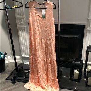 Lands' End Peach Sleeveless Tiered Maxi Dress buttery soft Sz xl